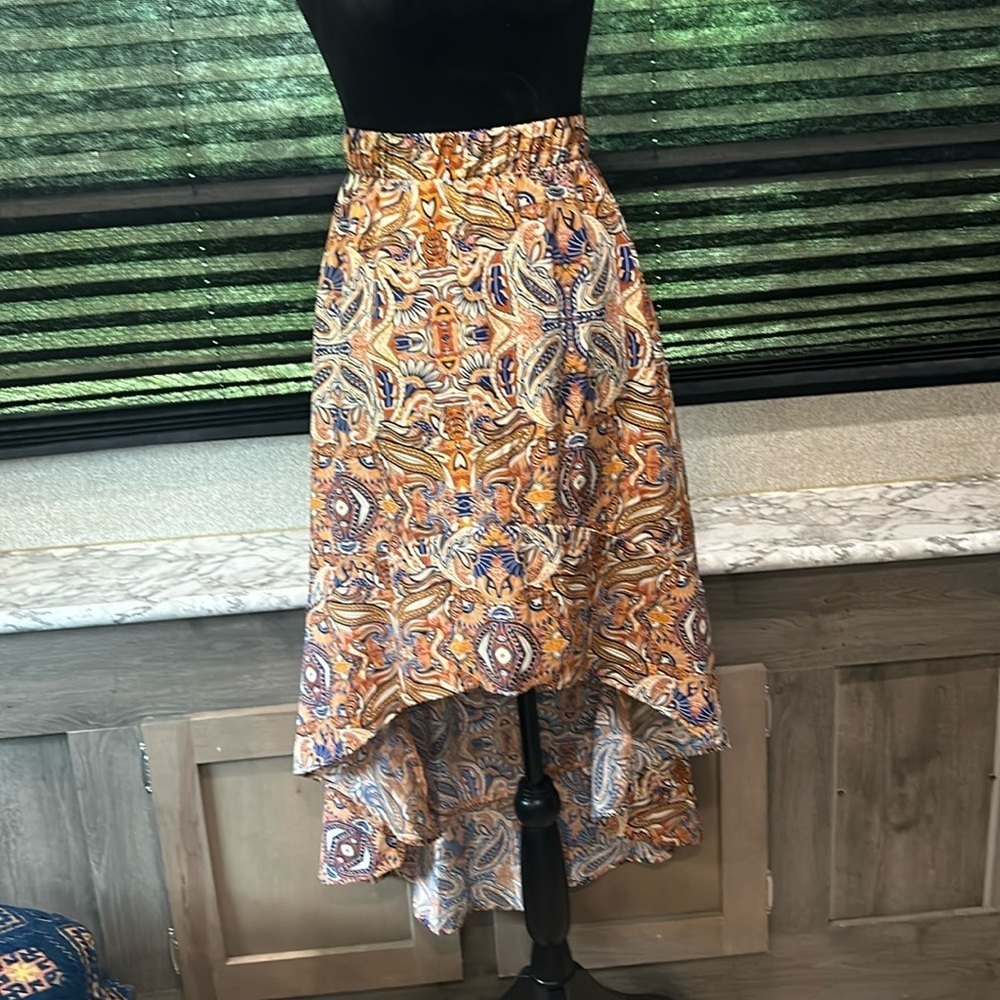Women’s High Low Paisley Print High Waisted Pull-on Skirt Size XS - Picture 3 of 9
